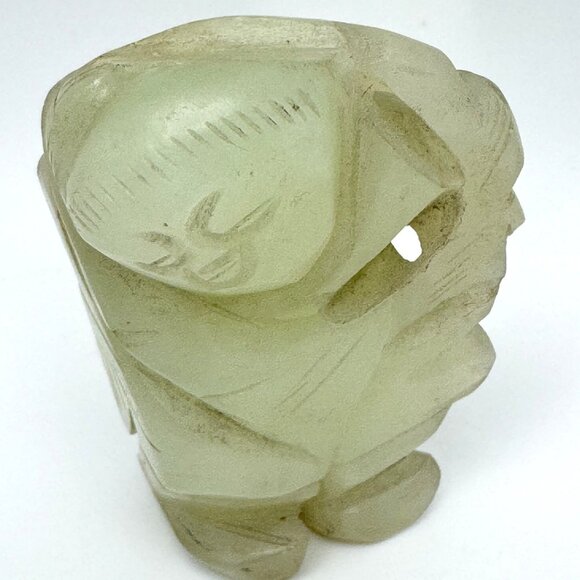 Jade Carved Chinese Diety Figurine Rustic Stone Antique 19 c - Picture 5 of 10
